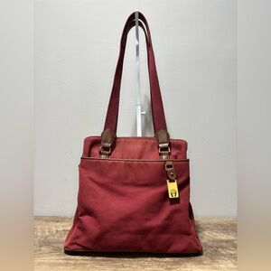 Etienne Aigner Deep Red Canvas Tote